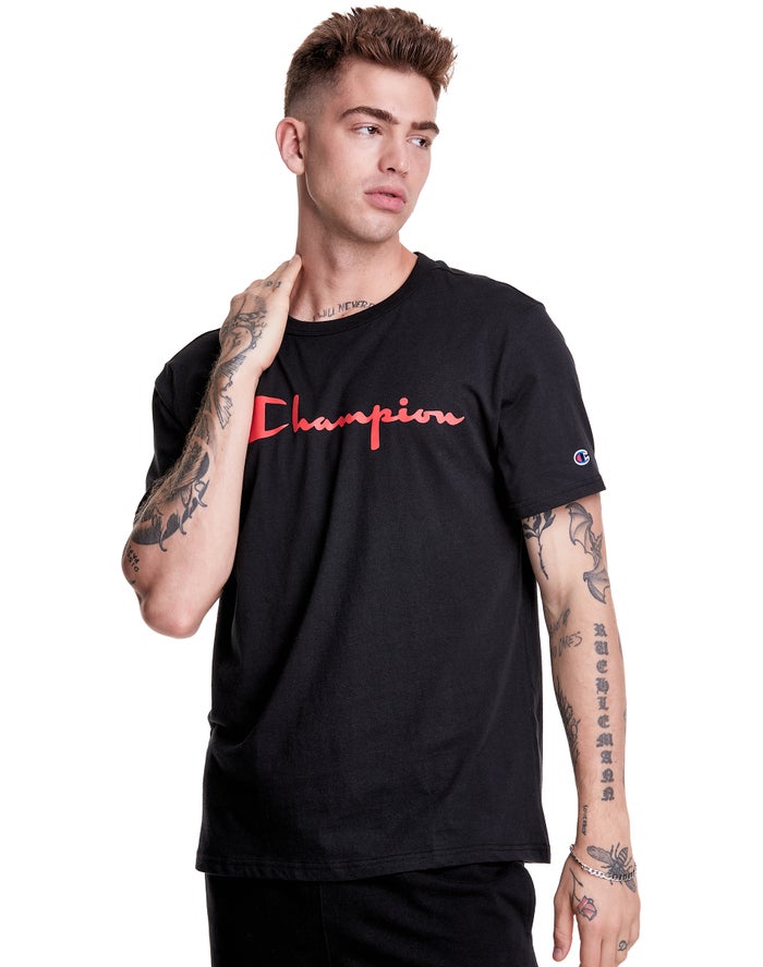 Camiseta Champion Hombre - Lightweight Script Logo ( Negras ) 0417629-SW